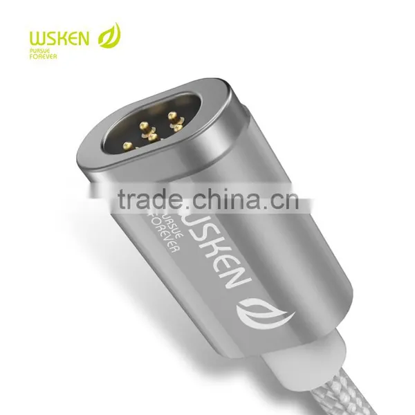 WSKEN X-Cable Metal Mini 2 2in1 Magnetic Cable For Iphone 5s/6s/6plus/Samsung S7edge/s7 1m 2.4A LED Indicator Light Nylon Cable photo-4
