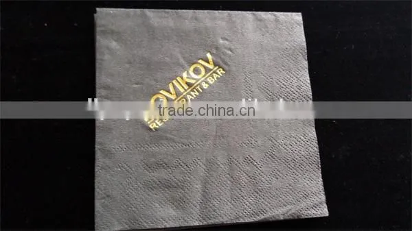 100% Virgin Wood Pulp Dyeing Paper Napkins Printed Gold Foil Logo photo-4
