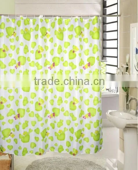 100% Polyester Green Bubbles Printed Shower Curtain for Hotel, Family, Waterproof Bath Curtain photo-4