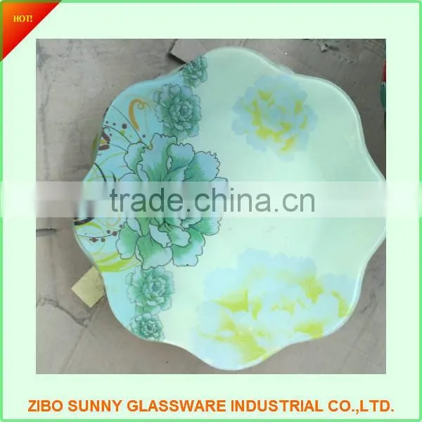 Hot Selling! Cleal and Decal Glass Plate Frilled Edge. photo-2