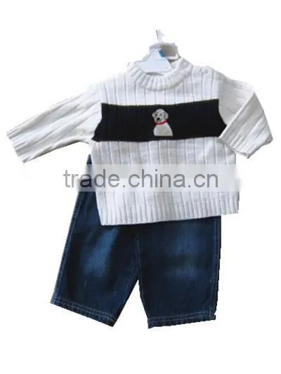kids warm outwear white sweater matching boys winter clothing set