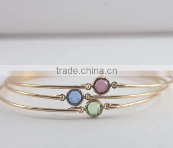 Popular Color Crystal Bangle Bracelet 925 Sterling Silver Stackable Birthstone Bracelets photo-2