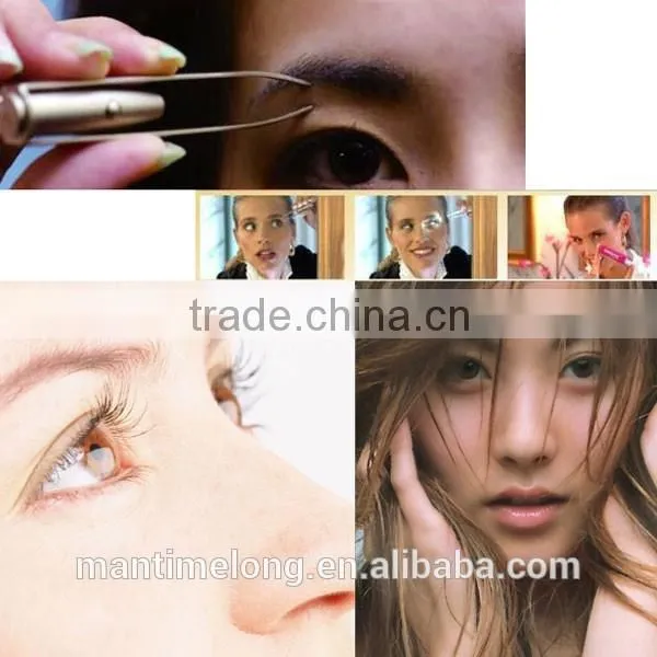 Stainless Steel Make Up Tool LED Light Eyelash Eyebrow Hair Removal Tweezer photo-3