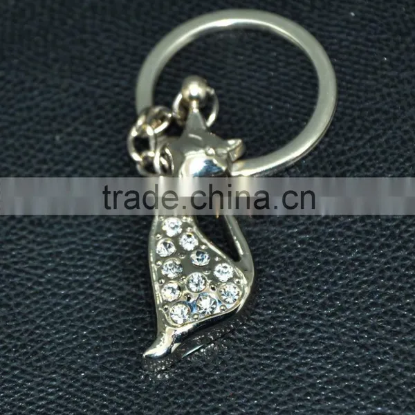 Fashion Crystal Cat Keychain and Crystal Beaded Animal Keychain photo-2