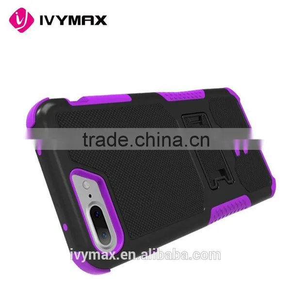 IVYMAX Hot Sell Shockproof pc and Silicone Material Hard Shell Kickstand Armor Combo Case for Apple Iphone 7 Plus photo-4
