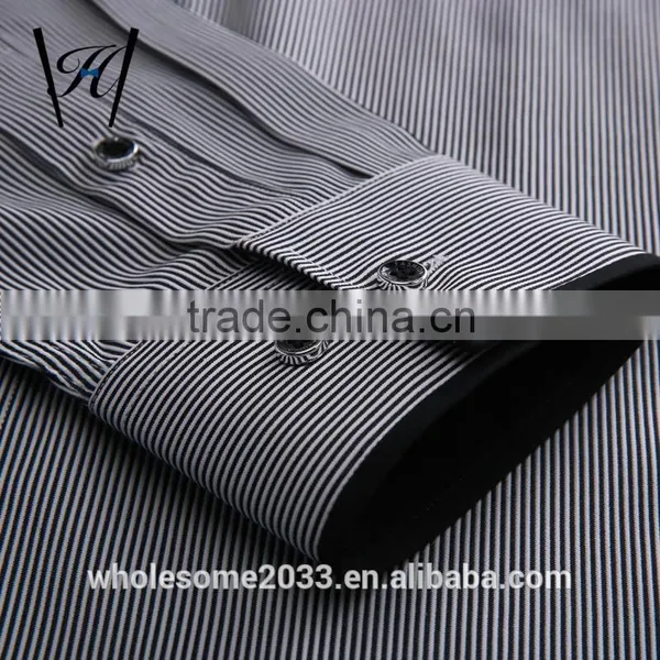 Black and White Striped Discount Button Mens Dress Shirts photo-5
