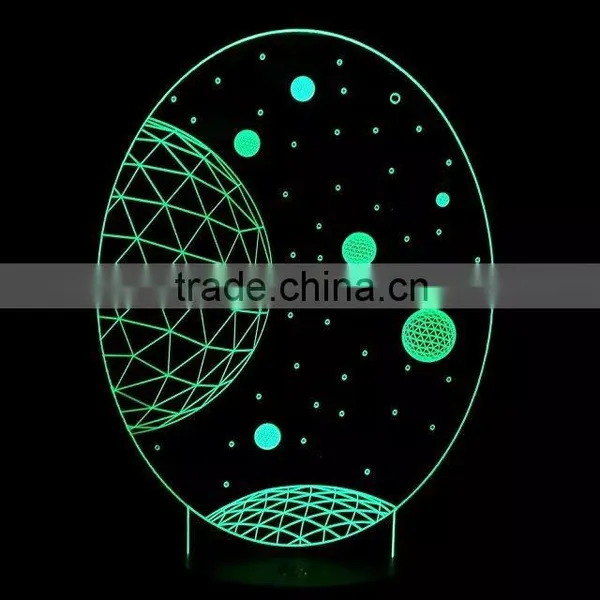 3D Optical Illusion Moon Scene Night Lamp Night Light 10 Colorful LEDs Ultra-thin Acrylic Light Panel AA Battery or DC 5V photo-5