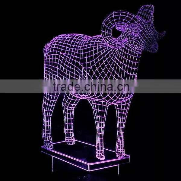 3D Optical Illusion Goat Night Lamp Night Light 10 Colorful LEDs Ultra-thin Acrylic Light Panel AA Battery or DC 5V photo-4