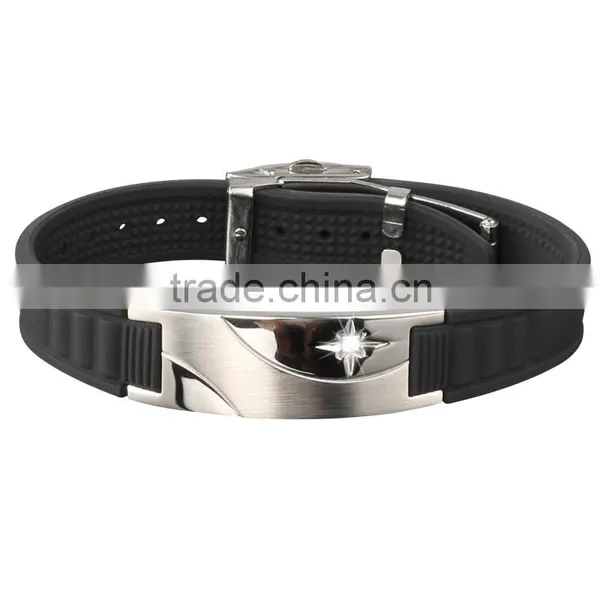 Noproblem D007 FDA Germanium Tourmaline Bio Magentic Scalar Energy Newest Fashion Silicone Bracelet photo-2