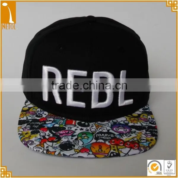 Custom 6 Panel Printed Bill 3D Embroidered Snapback Baseball Caps photo-2