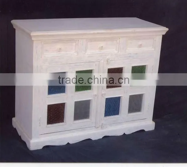VINTAGE SIDE CABINET WITH GLASS