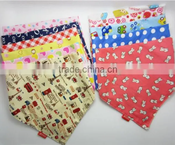 100% cotton neckerchief baby bib manufacturer with 2 bottons 0-5 years ols kids