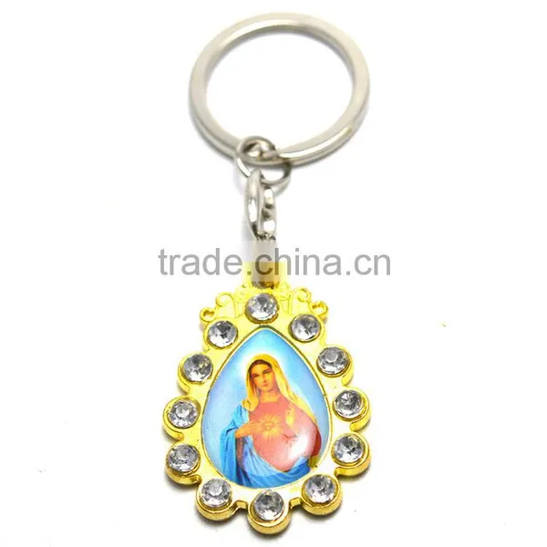 Key Chain Ring,catholism Key Chain With Rhinestone ,catholic Key Chain Rosary photo-2
