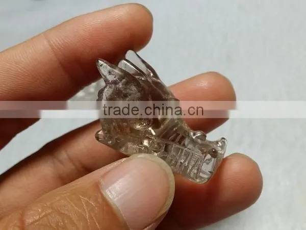 Cute Natural Smoky Quartz Crystal Dragon Skull for Sale,carving Head photo-2