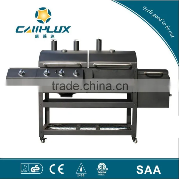 Side burner gas and charcoal grill