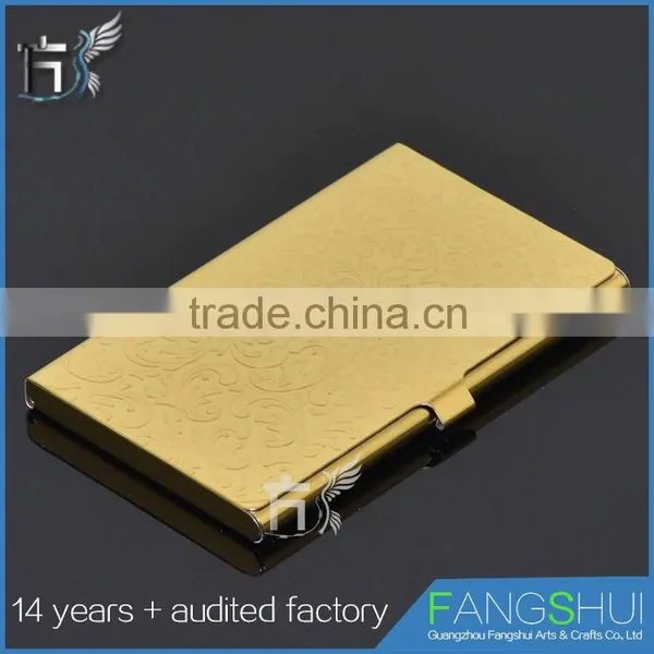 Pocket Stainless Steel & Metal Business Card Holder Case ID Credit Wallet Gold photo-2