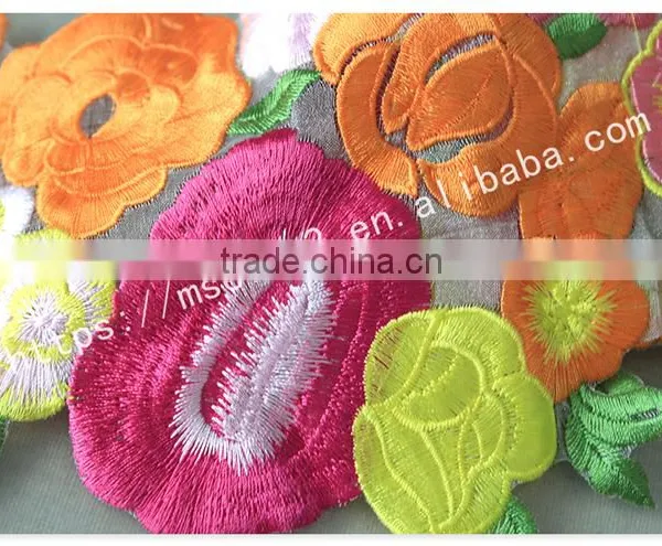 Newest Design Beautiful Flower Embroidery Organza Lace With Organza photo-6