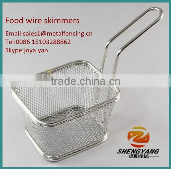 China manufacturer sturdy chips skimmers easy cleaning assorted size food skimmers kitchen craft stainless steel wire skimmers