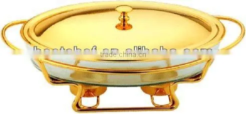 Oval Food Warmers With Golden Line Stand