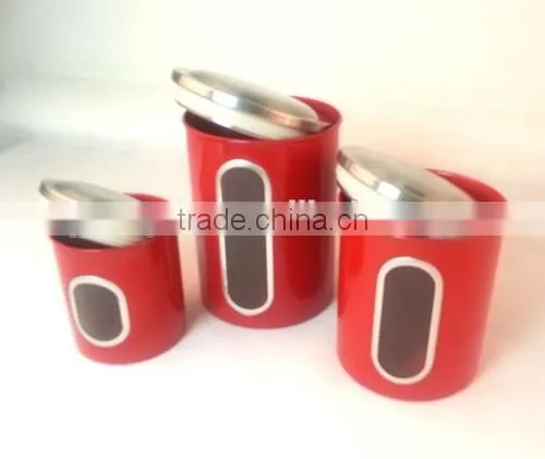 3pcs Stainless Steel Windowing Storage Jars Set photo-2