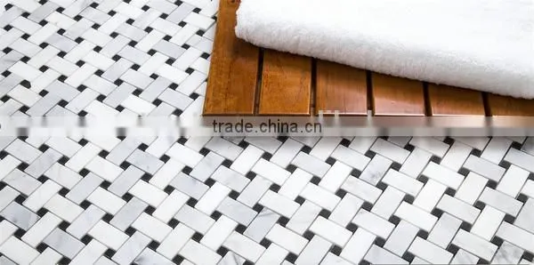 Basketwave Carrara White Marble Mosaic Tile photo-3