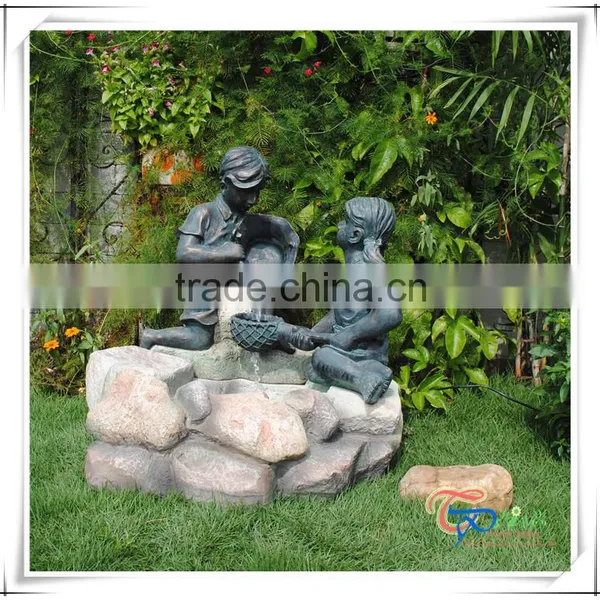 Stone Pond Garden Decoration Chinese Outdoor Boy and Girl Water Fountain photo-2