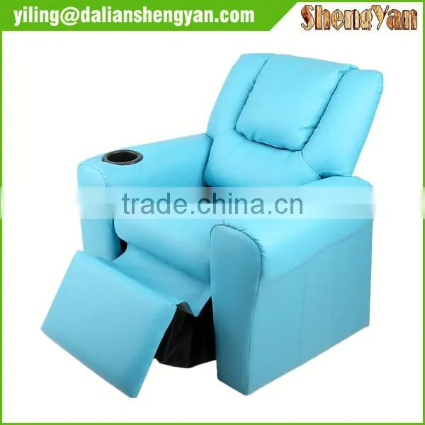 Blue Kids Padded PU Leather Recliner Chair photo-4