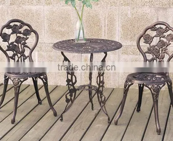 All-wheather Bistro Outdoor Table Set Rose Floral Patio Garden Furniture photo-2
