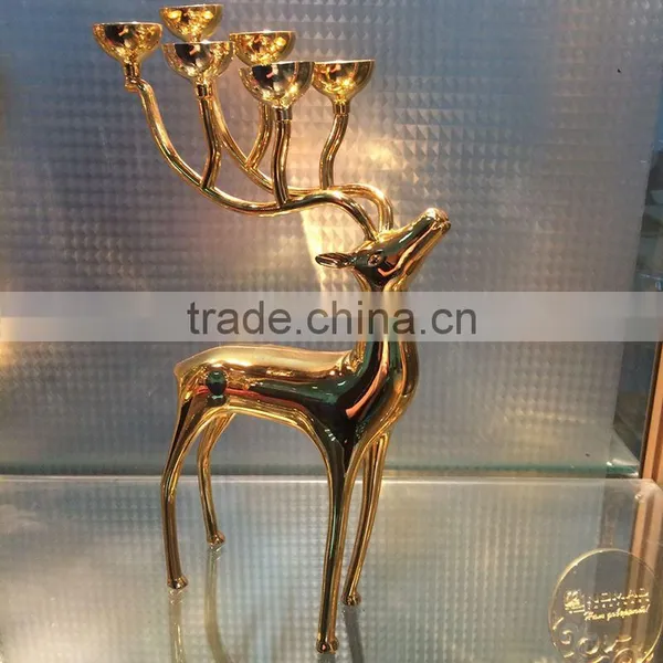 Deer Stainless Steel Silver and Gold Plated Candle Holder Candleholder With 6 Spherical Candle for Home Decoration Free Shipping photo-2
