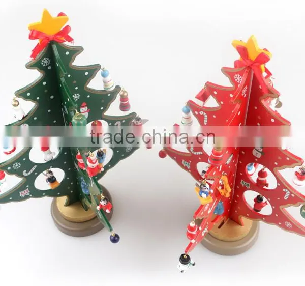 2016 New Product Cheap Mini Wooden Christmas Trees Table Decorations With Ornaments Gift SL photo-4