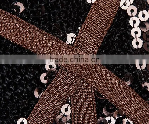 2015 High Quality Round Neck Long Sleeve Knee Length Celebrated Dress With Mesh photo-6