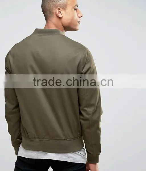 2017 Xinlan High Quality New Design Durable Ribbed Collar 100% Cotton Khaki Running Men Casual Jacket photo-2