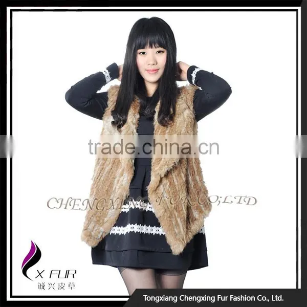 CX-G-B-192F 2016 Latest Knitted Rabbit Fur Fashion Womens Gilet photo-2