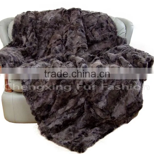 CX-D-03A Hotel Rugs Patchwork Real Rabbit Fur Animal Fur Bedding Set Fur Rug photo-2