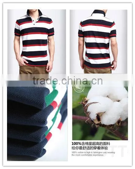 High Quality Men's Cotton Green Striped Polo Shirt Wholesale China photo-4