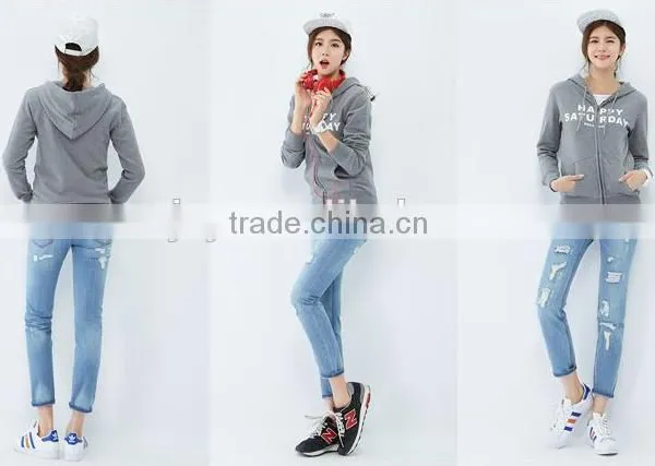 Female Section Hemp Grey Cultivate One's Morality Version Hooded Cardigan Fleece Jacket photo-4