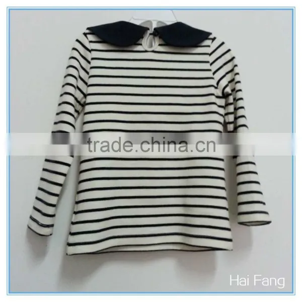 OEM Custom Children Girls Long Sleeve T Shirt, Cotton Bowknot Round Collar T Shirt, Stripe T Shirt photo-3