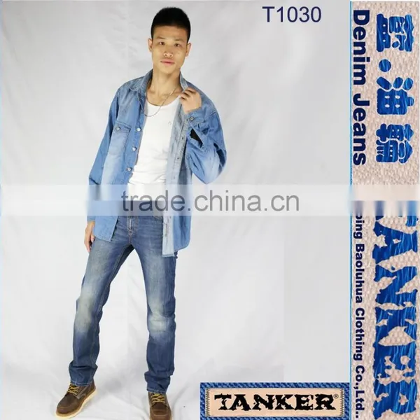 Fashionable Washed Mens Denim Shirt photo-5