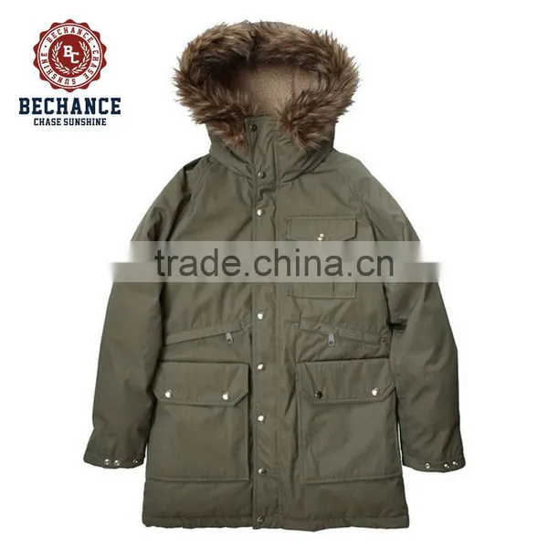 LZ184 Wholesale Custom European Men Fur Hood Padded Winter Parka photo-2