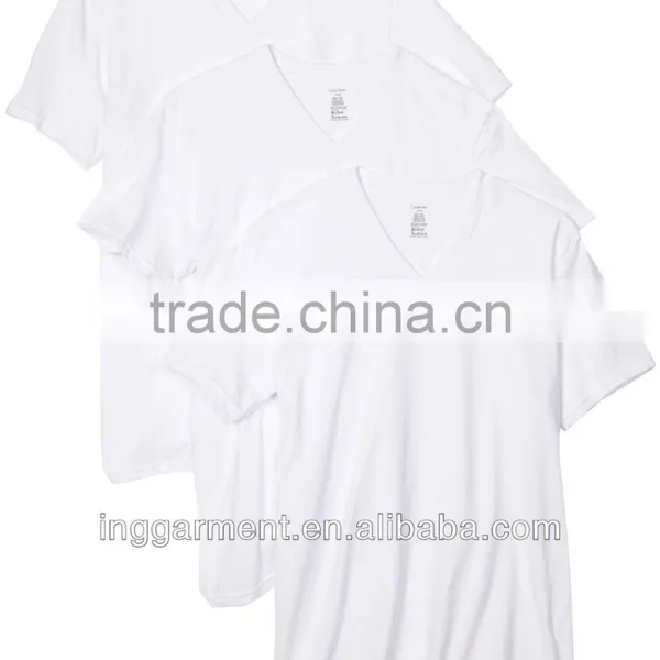 High Quality White Pima Cotton V-neck T-shirt