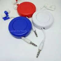 Retractable Earphones Headsets Black One