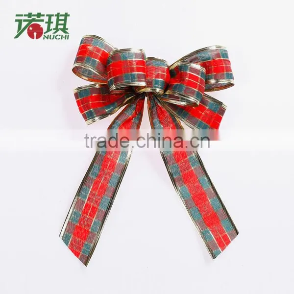 Nuoqi 25cm Seven Scottish-style Christmas Tree Ornaments Christmas Decorations Bow 12g