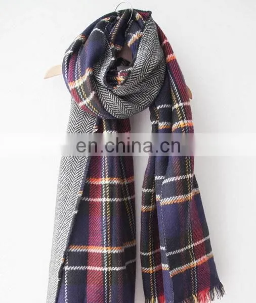 Plaid Cross Mixed Colors Women Winter Warmers Accessaries Woolen Scarves Shawls Women Fashion Scarves photo-6