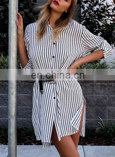 Casual Designer Women Pinstripe Shirt photo-3
