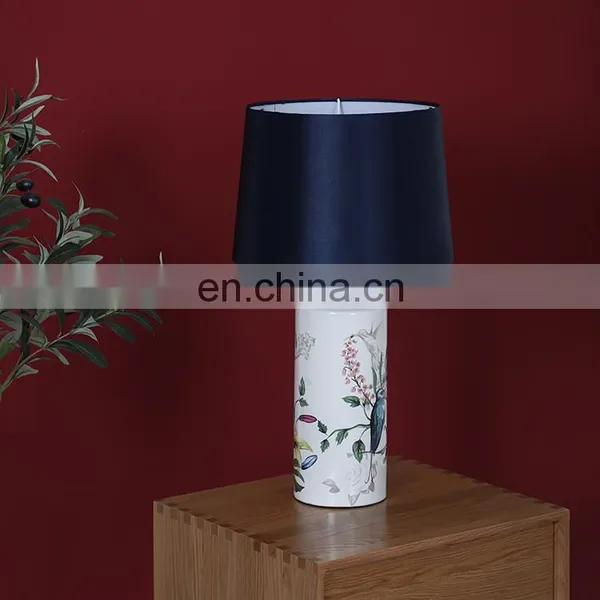 Top Sale China Style Ceramic Base Blue Shade Indoor Table Night Lamps for Bedroom photo-3
