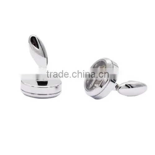 Silver Round Cuff Link Suits Shirt Tourbillon Mechanical Watch Cufflinks for Men photo-3