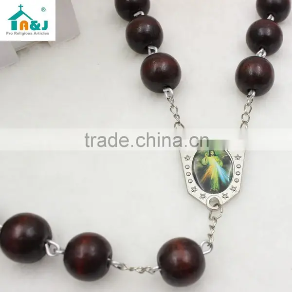 Big Wooden Bead Wall Rosary photo-5