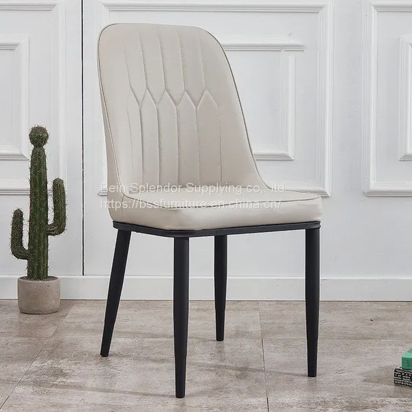 Home Furniture Side Chair With Wood Leg Armless Plastic Dining Chair With PU Leather Cushion photo-2
