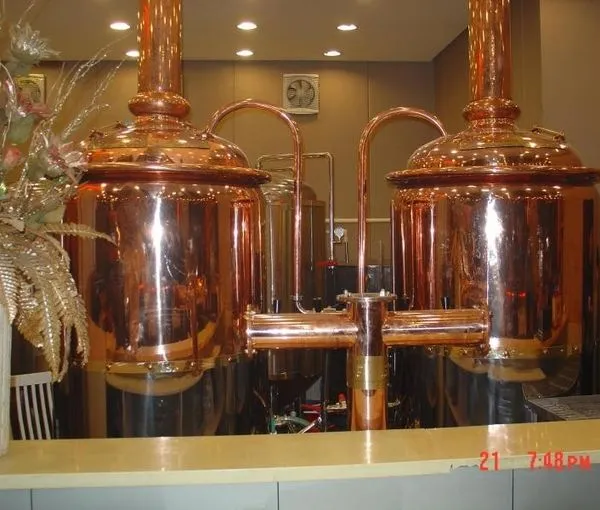Restaurant Copper Brewing Equipment Steam Heating 1000L 2 Or 3 Vessels photo-3