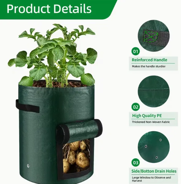 5/7/10 Gallon Fabric Potato Grow Bags Breathable Planting Containers for Potato Tomato Carrot Onion Growing photo-2